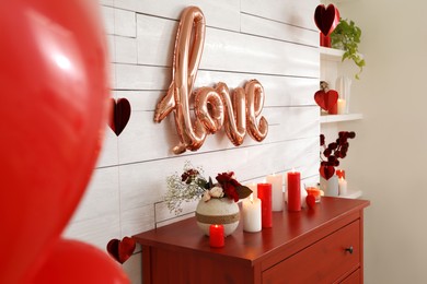 Photo of Beautiful romantic decor indoors. Valentine's Day celebration