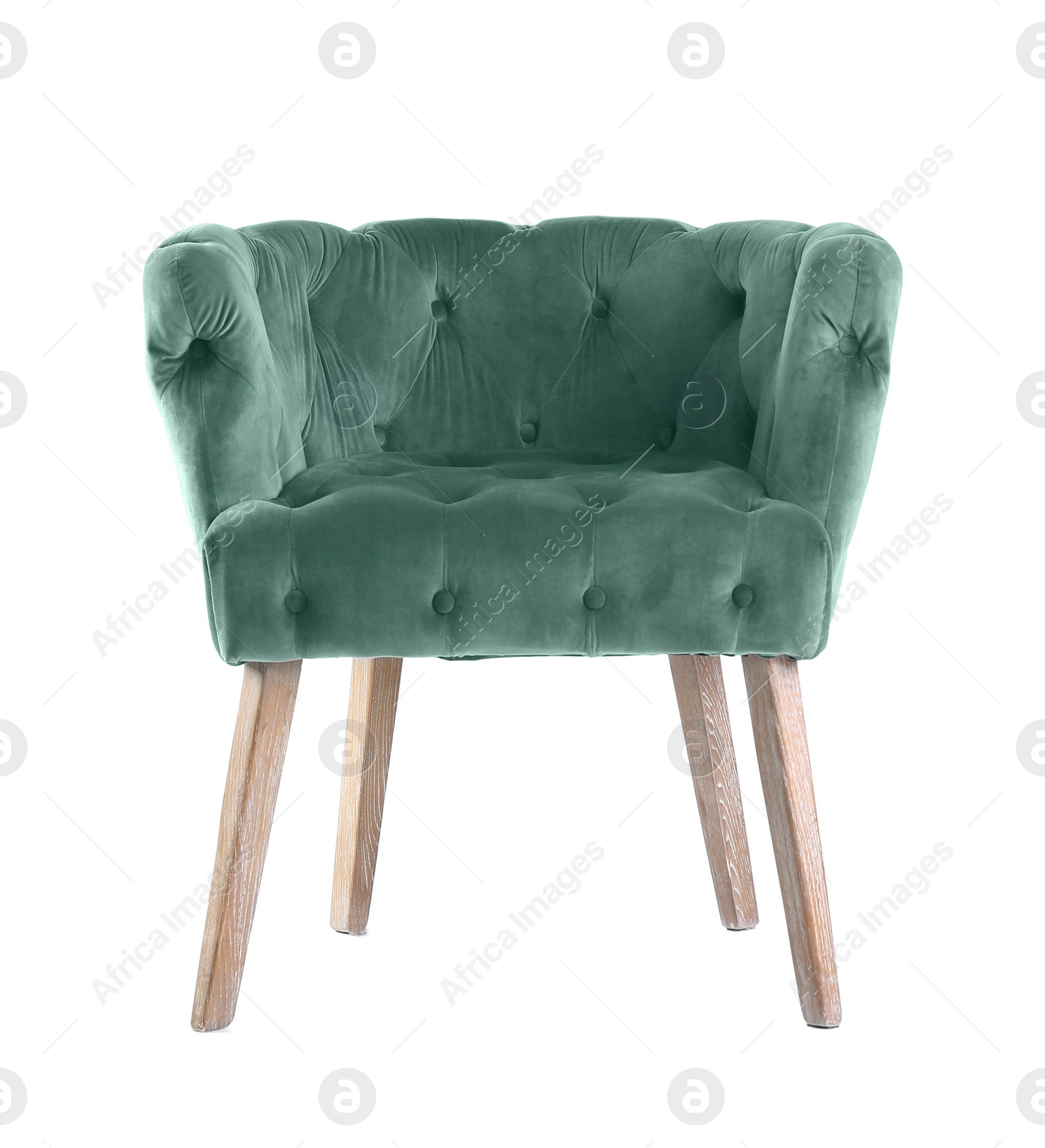 Image of One comfortable viridian color armchair isolated on white