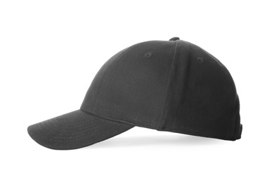 Stylish black baseball cap isolated on white