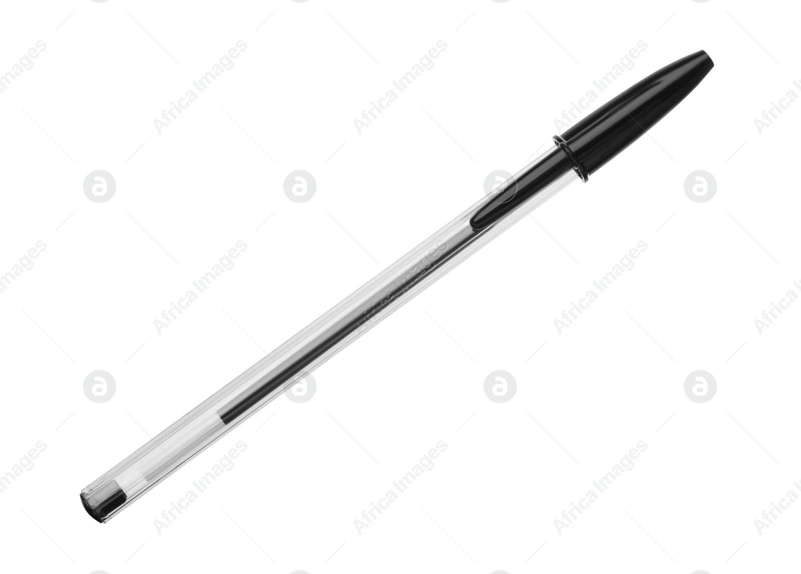 Photo of New stylish black pen isolated on white