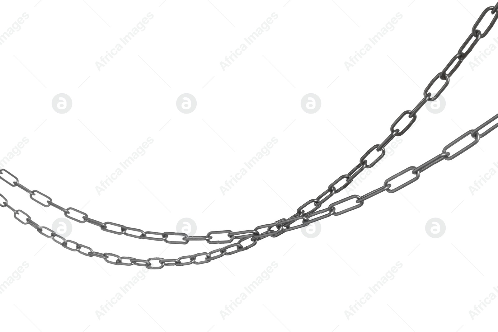 Photo of Two common metal chains isolated on white