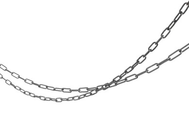 Photo of Two common metal chains isolated on white