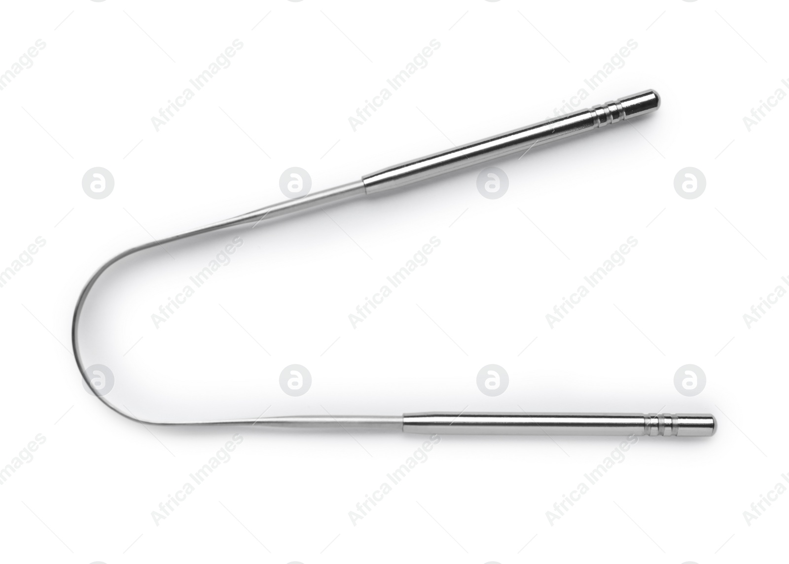 Photo of One tongue cleaner isolated on white, top view. Dental care