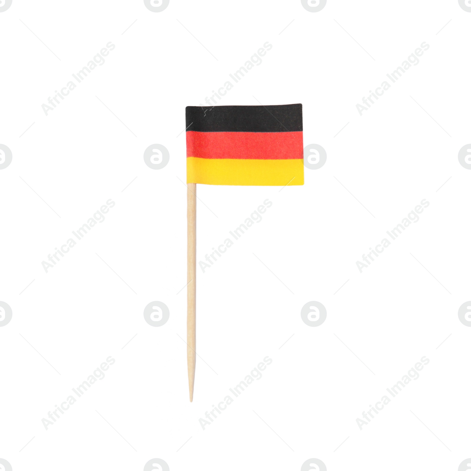 Photo of Small paper flag of Germany isolated on white, top view