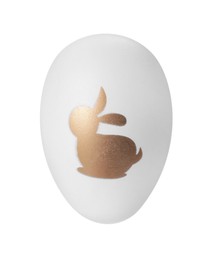 One beautiful Easter egg with painted rabbit isolated on white