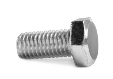 Photo of One metal hex bolt isolated on white