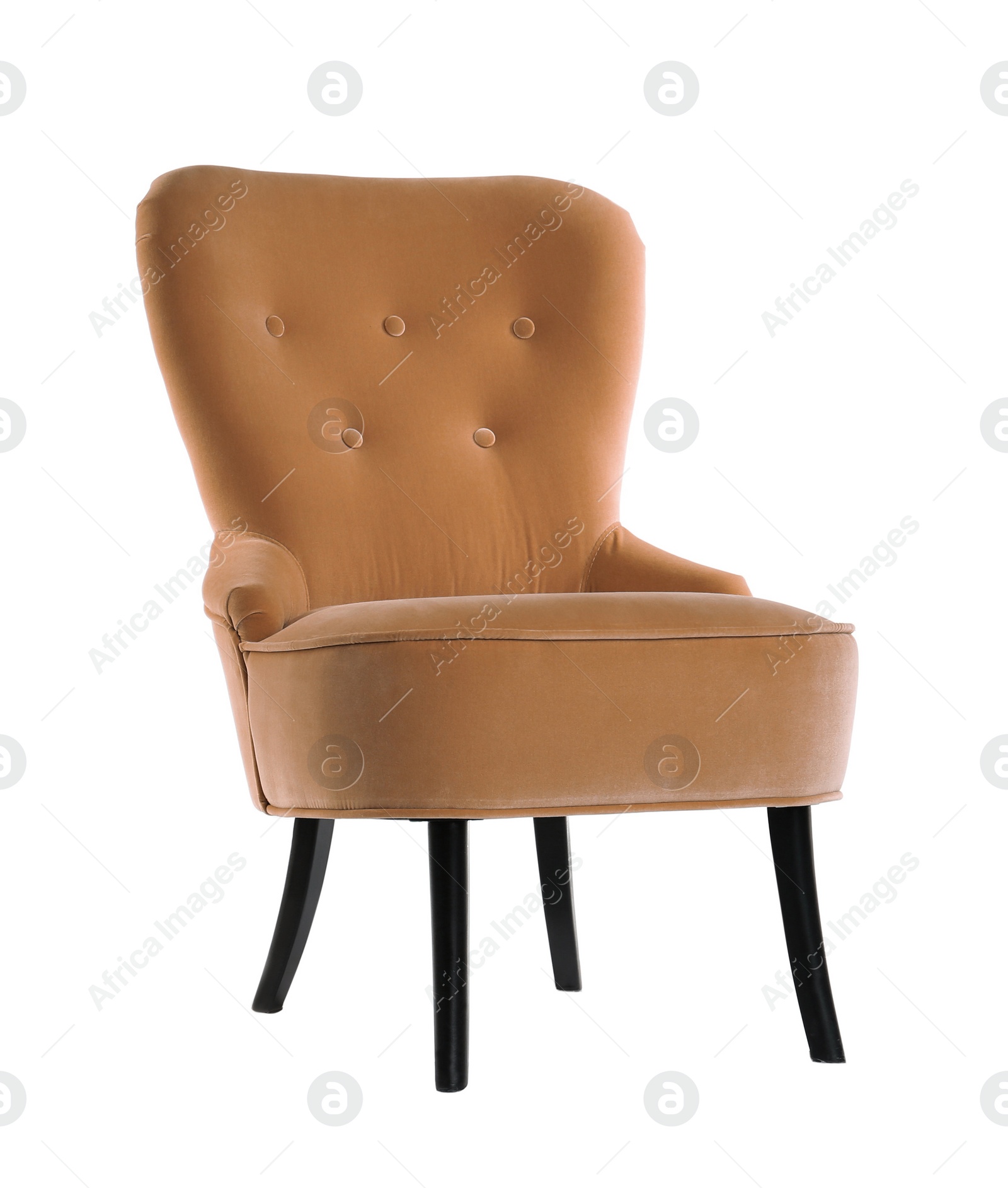 Image of One comfortable orange armchair isolated on white