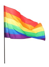 Photo of Bright rainbow LGBT flag isolated on white