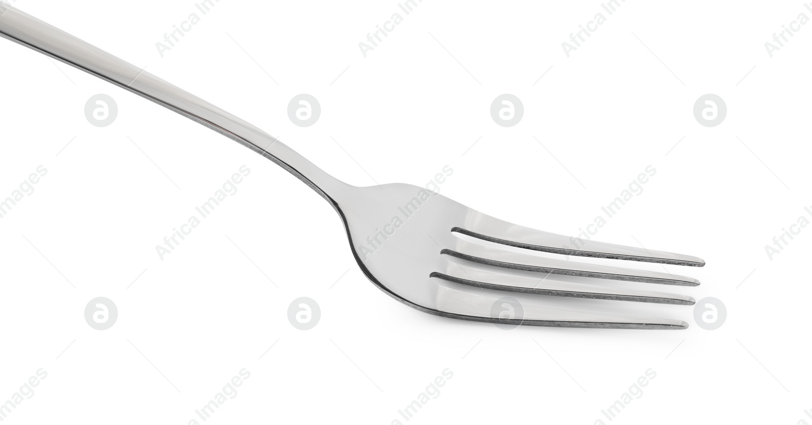 Photo of One new metal fork isolated on white