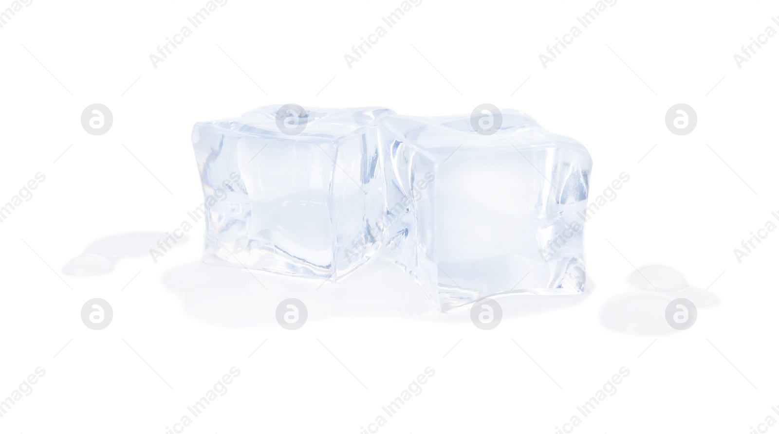 Photo of Two crystal clear ice cubes isolated on white