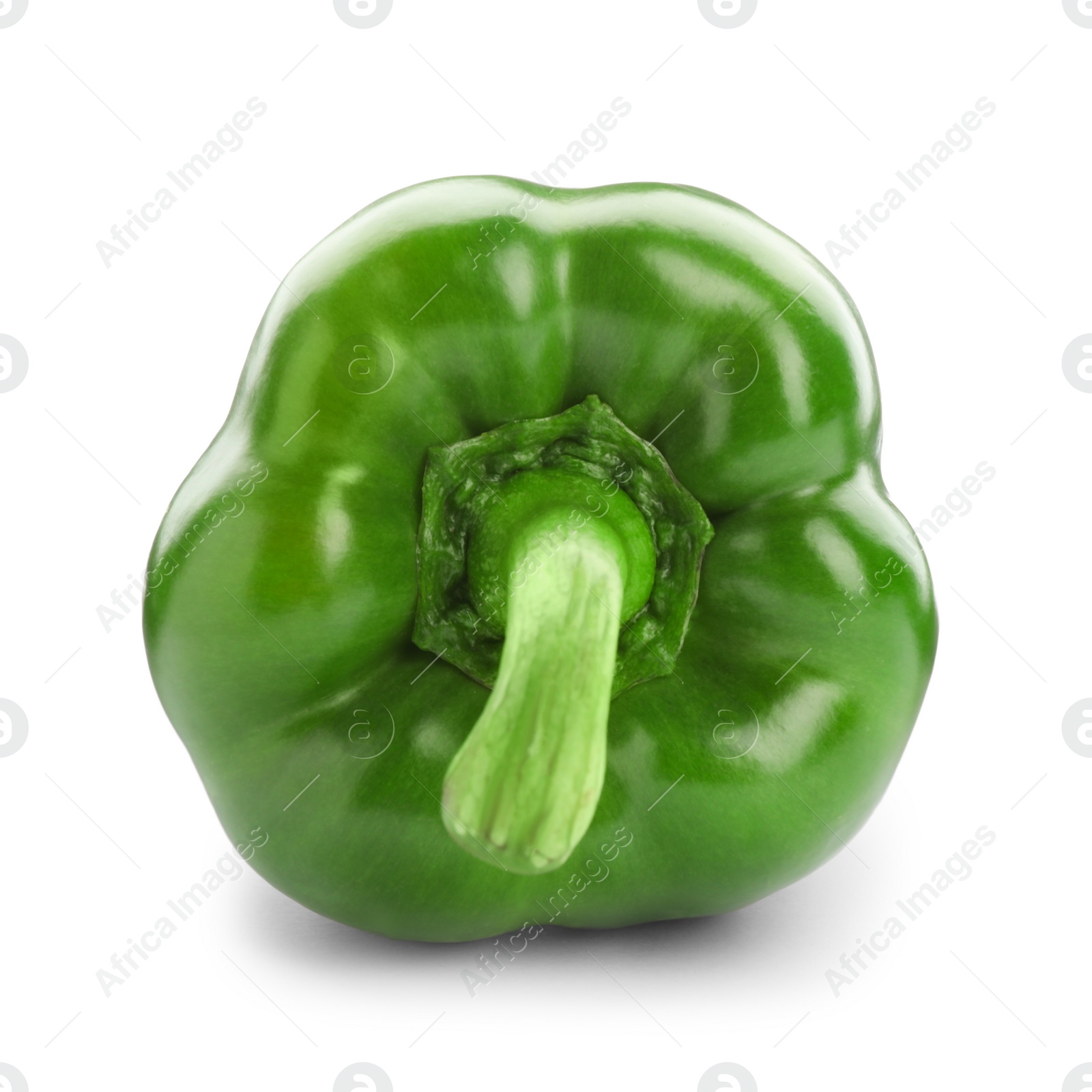 Photo of Ripe green bell pepper on white background