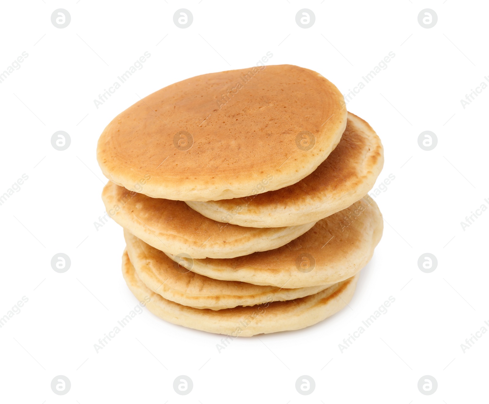 Photo of Stack of tasty pancakes isolated on white