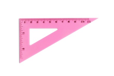 Triangle with measuring length markings isolated on white, top view