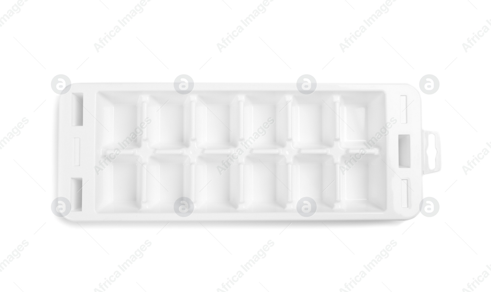 Photo of Empty ice cube tray on white background, top view