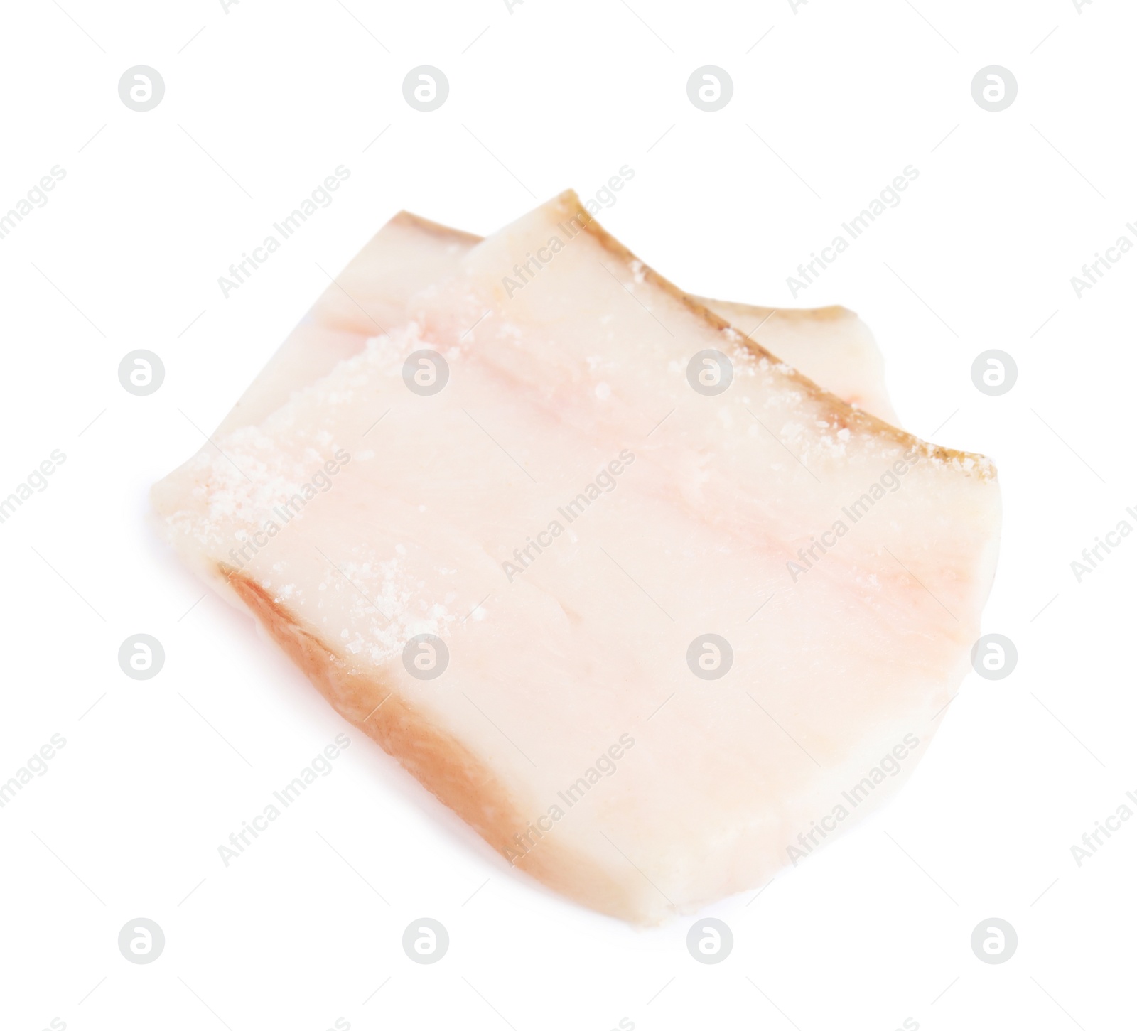 Photo of Slices of pork fatback isolated on white