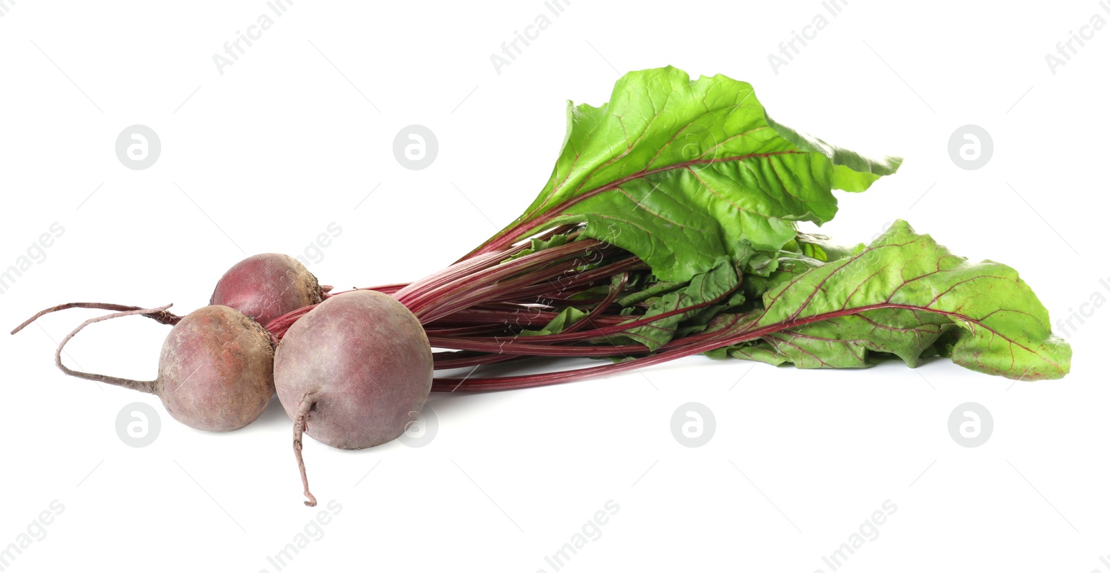 Photo of Raw ripe beets with leaves isolated on white