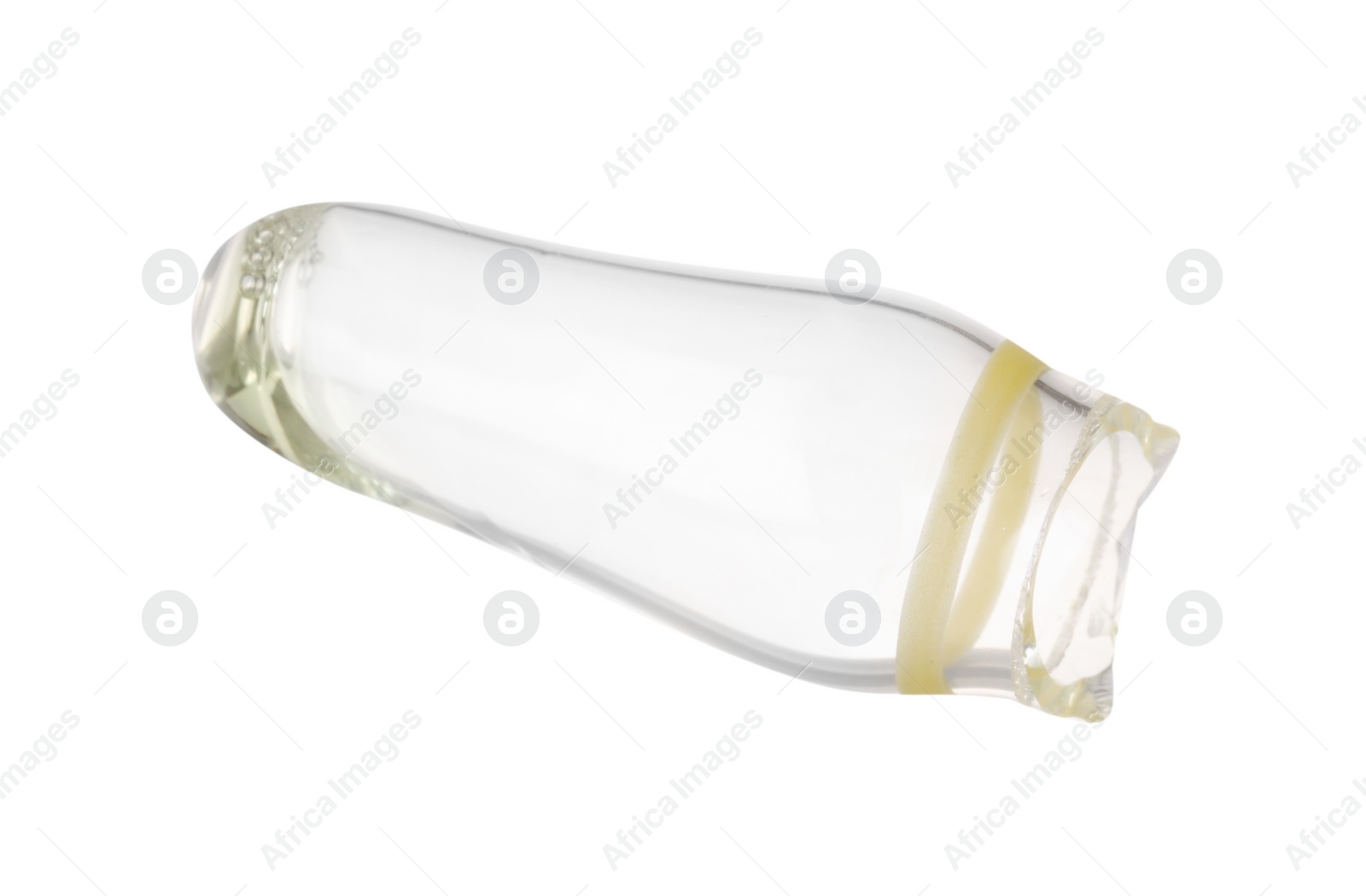 Photo of Conical tip of open glass ampoule isolated on white