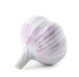 Photo of Fresh garlic on white background. Organic food