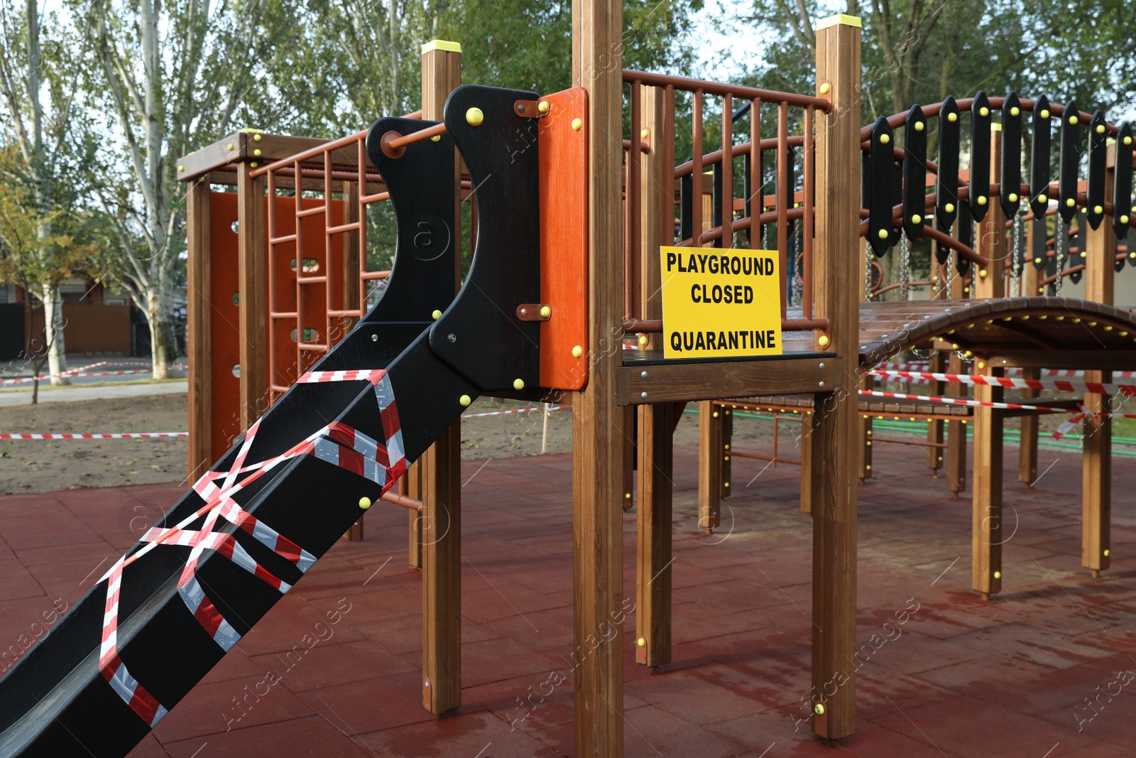 Photo of Empty children's playground closed during COVID-19 quarantine