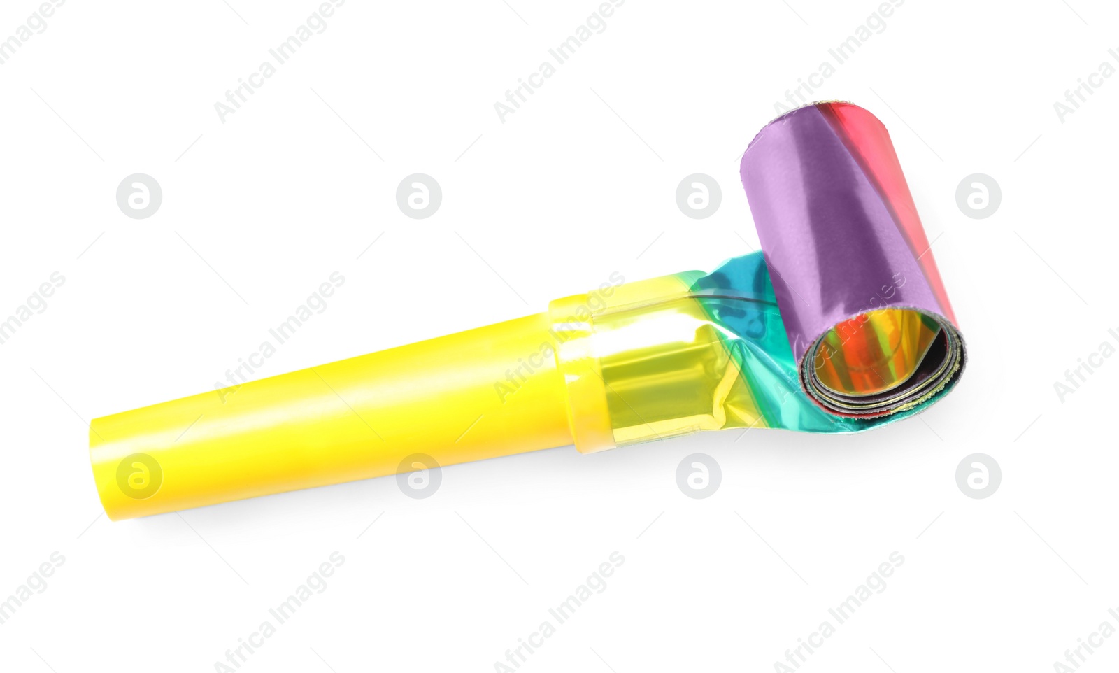 Photo of Party blower isolated on white. Clown's accessory