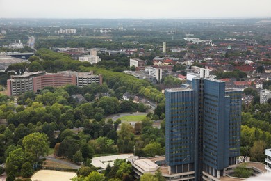 View of beautiful city with buildings and trees