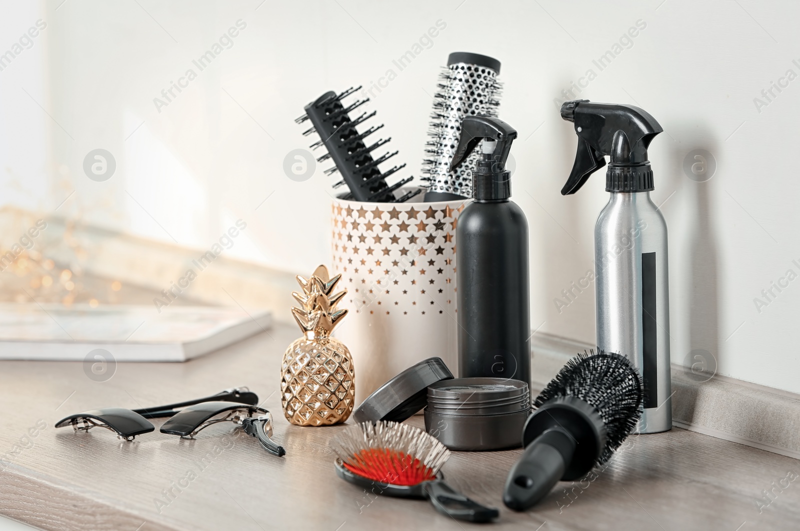 Photo of Professional hairdresser tools on table