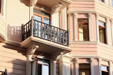 Exterior of beautiful residential building with balcony