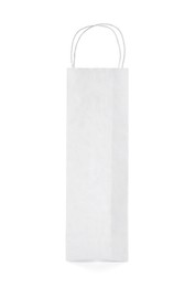 Photo of Blank paper bag isolated on white. Mockup for design