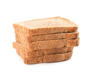 Photo of Fresh bread on white background. Baked goods