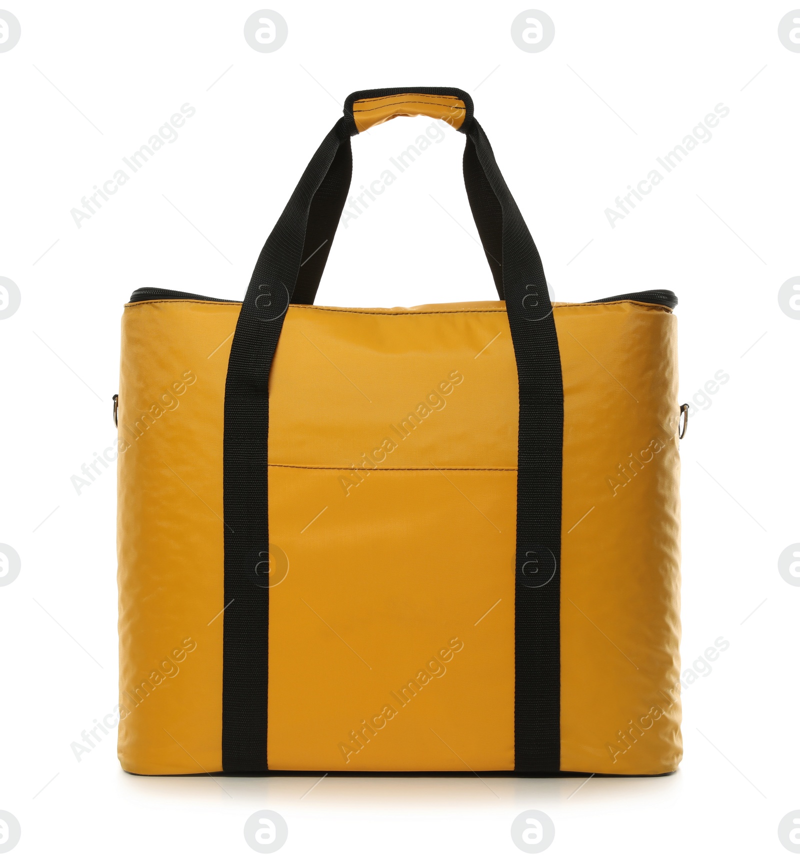 Photo of Modern yellow thermo bag isolated on white