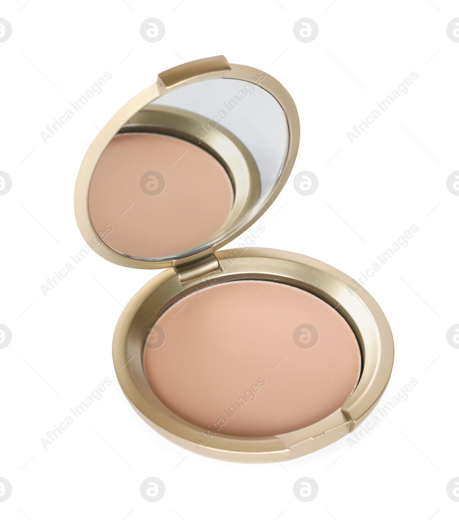 Photo of Open face powder with mirror isolated on white