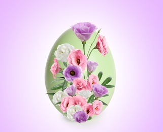 Easter egg floral design on lilac background