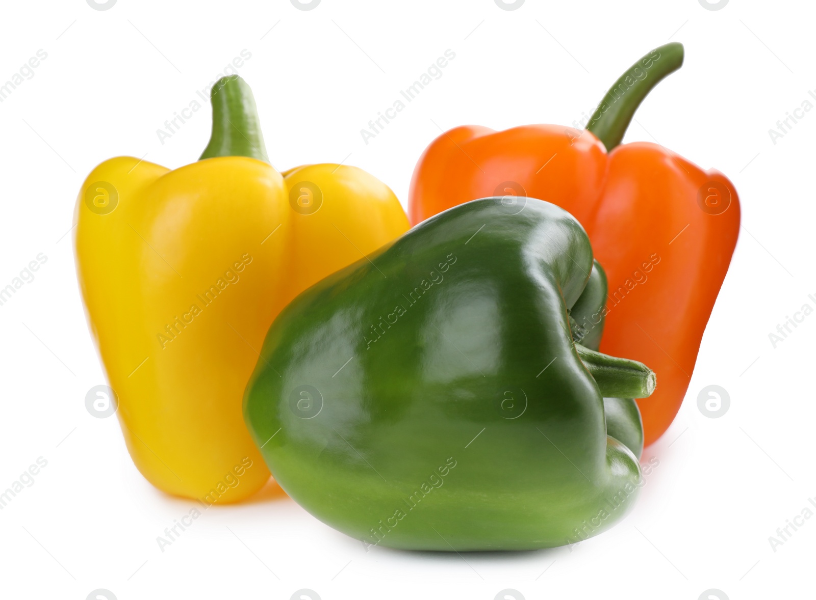 Photo of Fresh ripe bell peppers isolated on white