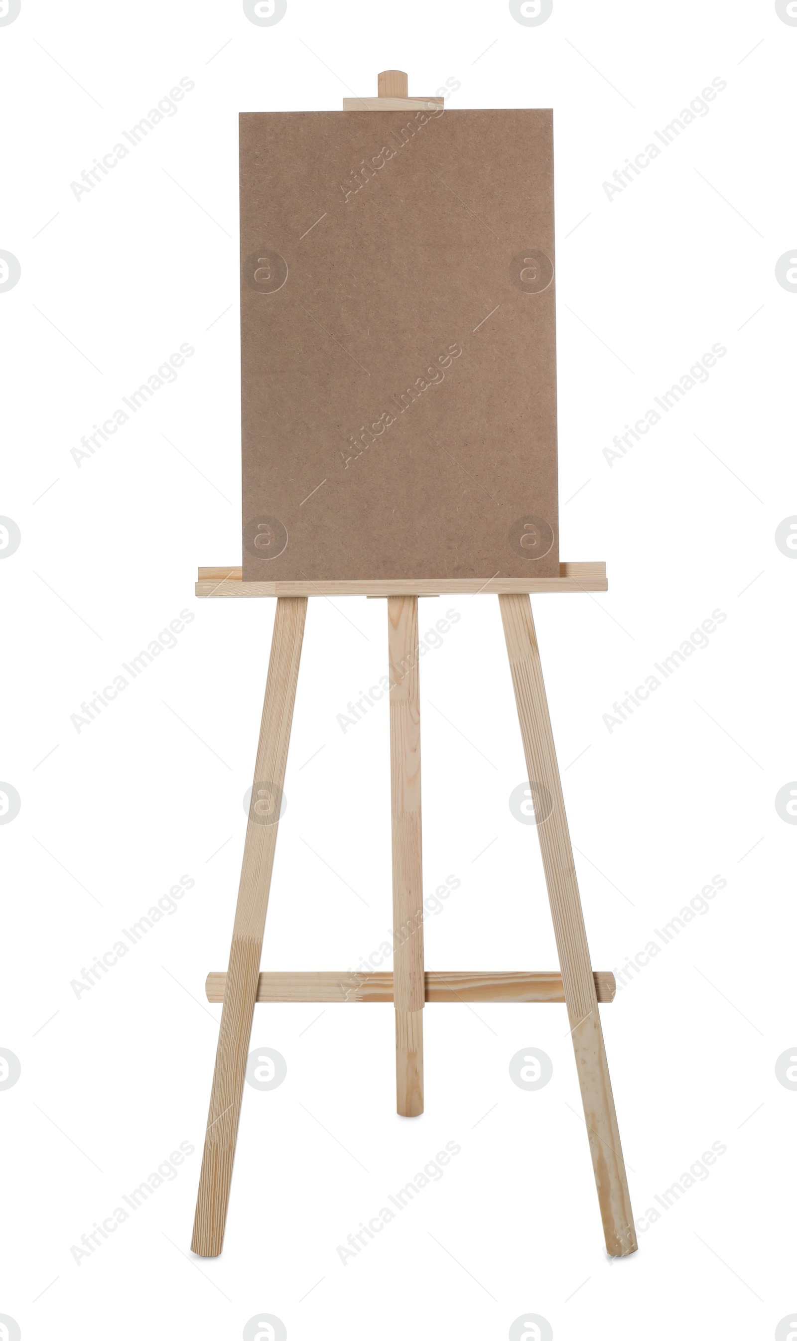 Photo of Empty wooden easel for painting isolated on white