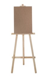 Empty wooden easel for painting isolated on white