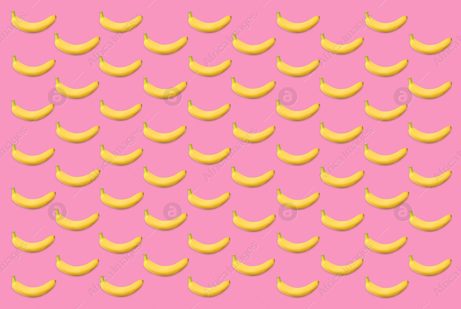 Image of Pattern of fresh bananas on pink background
