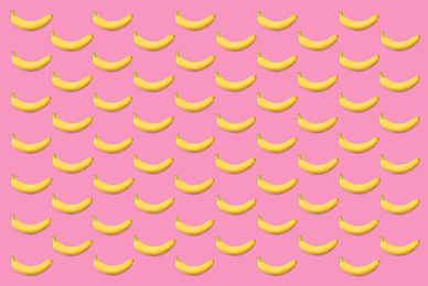 Image of Pattern of fresh bananas on pink background