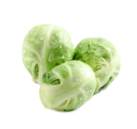 Tasty fresh Brussels sprouts isolated on white