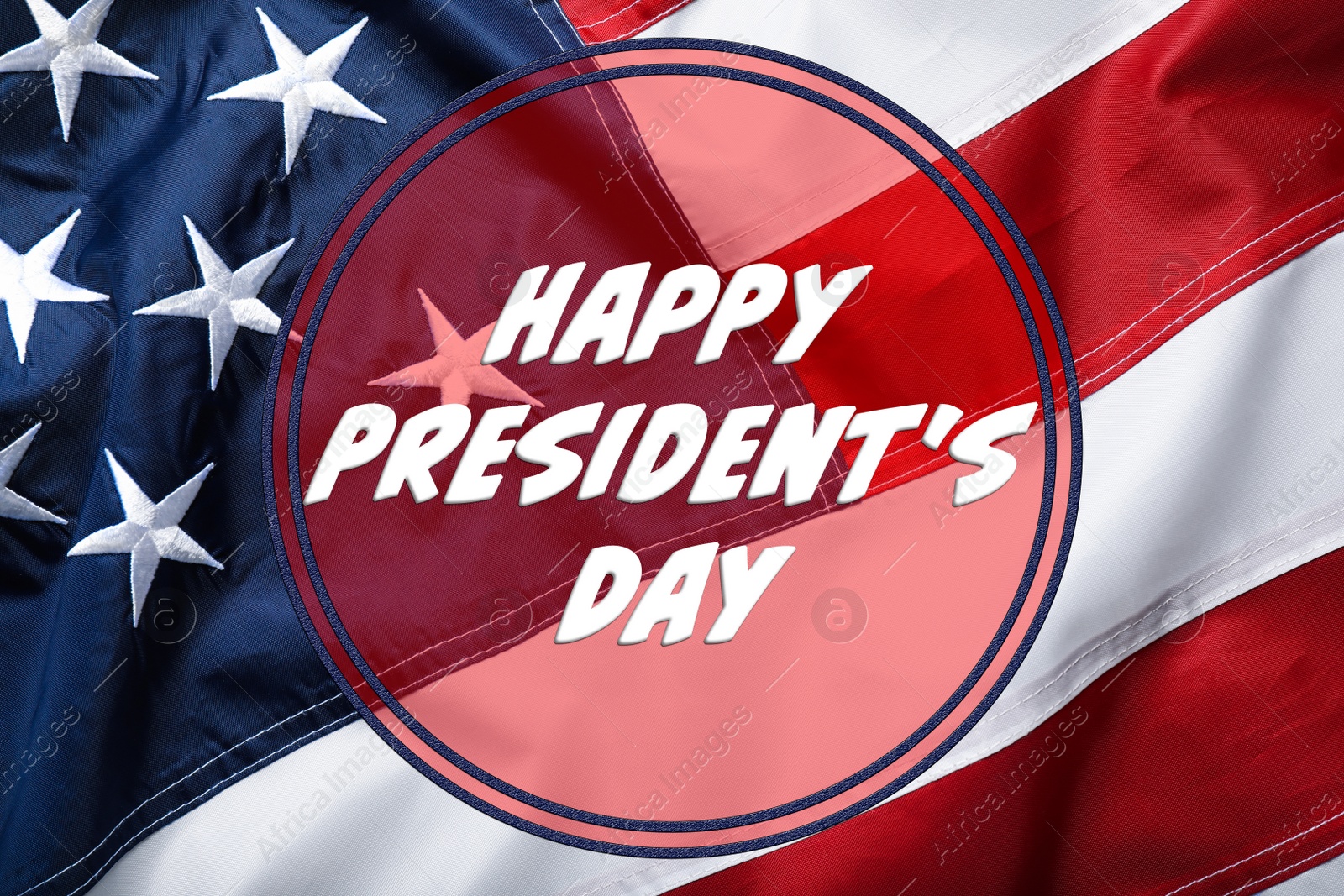 Image of Happy President's Day - federal holiday. American flag as background, top view