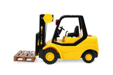 Photo of Yellow loader isolated on white. Children's toy