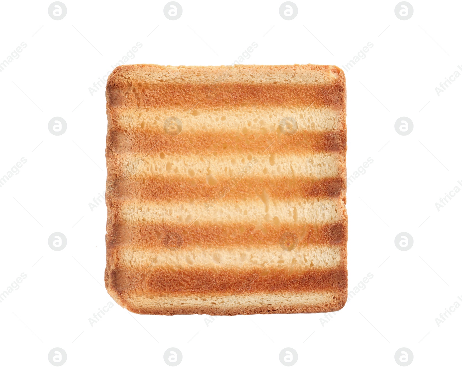 Photo of Slice of delicious toasted bread isolated on white