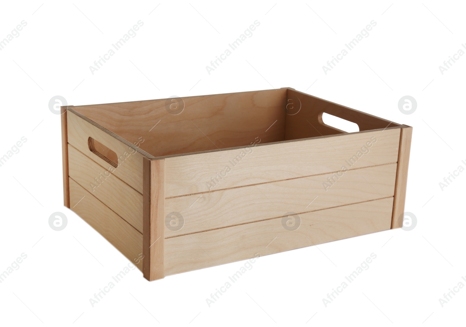 Photo of Wooden crate on white background. Shipping container