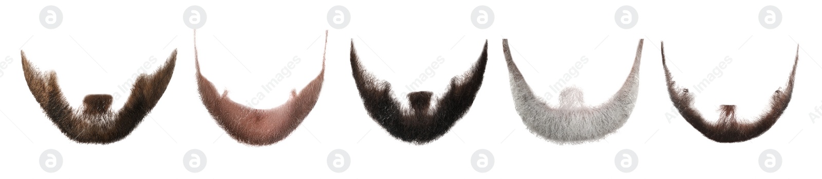 Image of Different stylish beards isolated on white, set