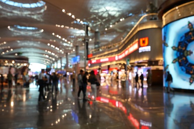 Photo of ISTANBUL, TURKEY - AUGUST 13, 2019: Interior of new airport terminal, blurred view