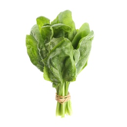 Photo of Bundle of fresh spinach isolated on white