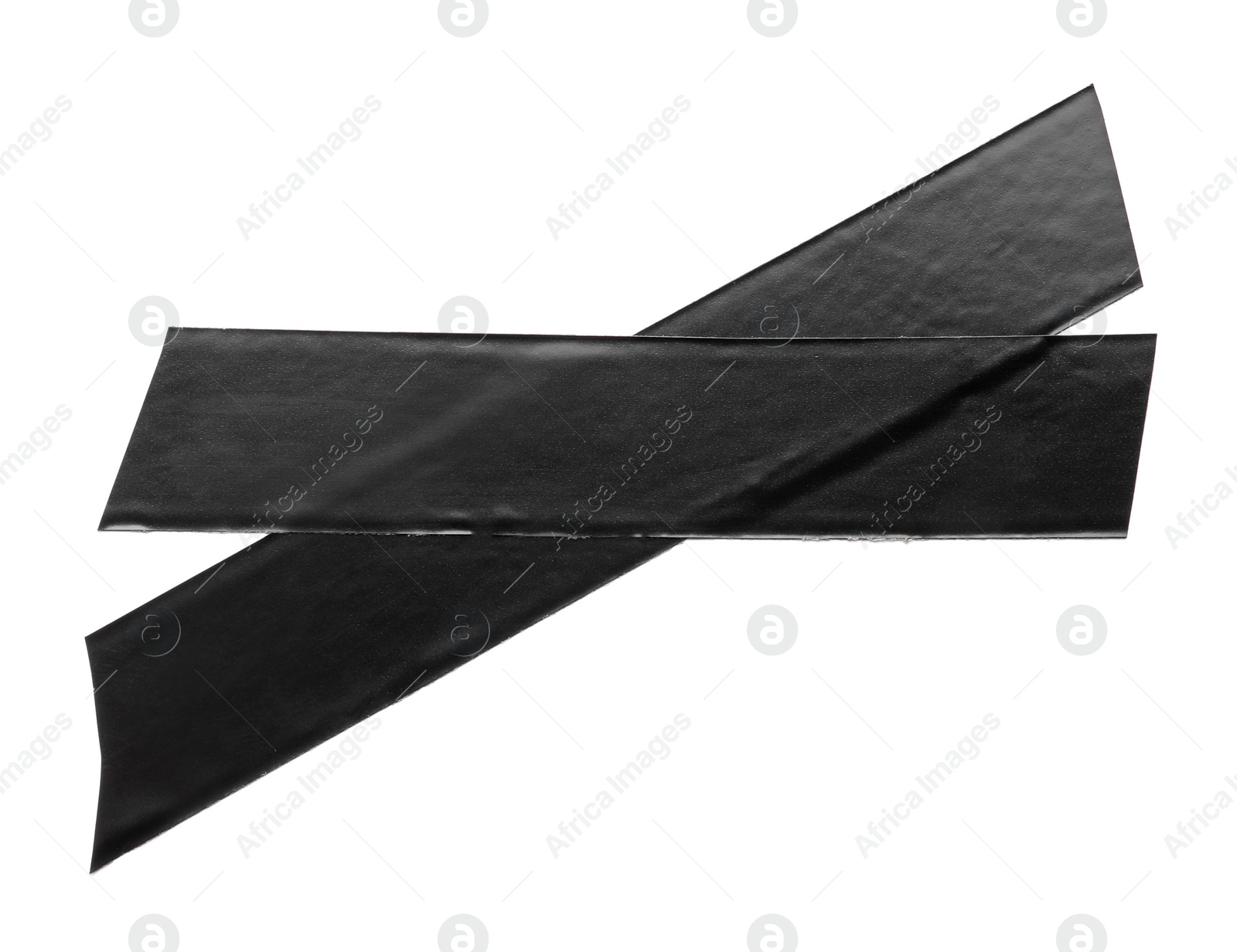 Photo of Cross of black insulating tape isolated on white, top view