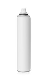 Photo of Bottle of dry shampoo isolated on white