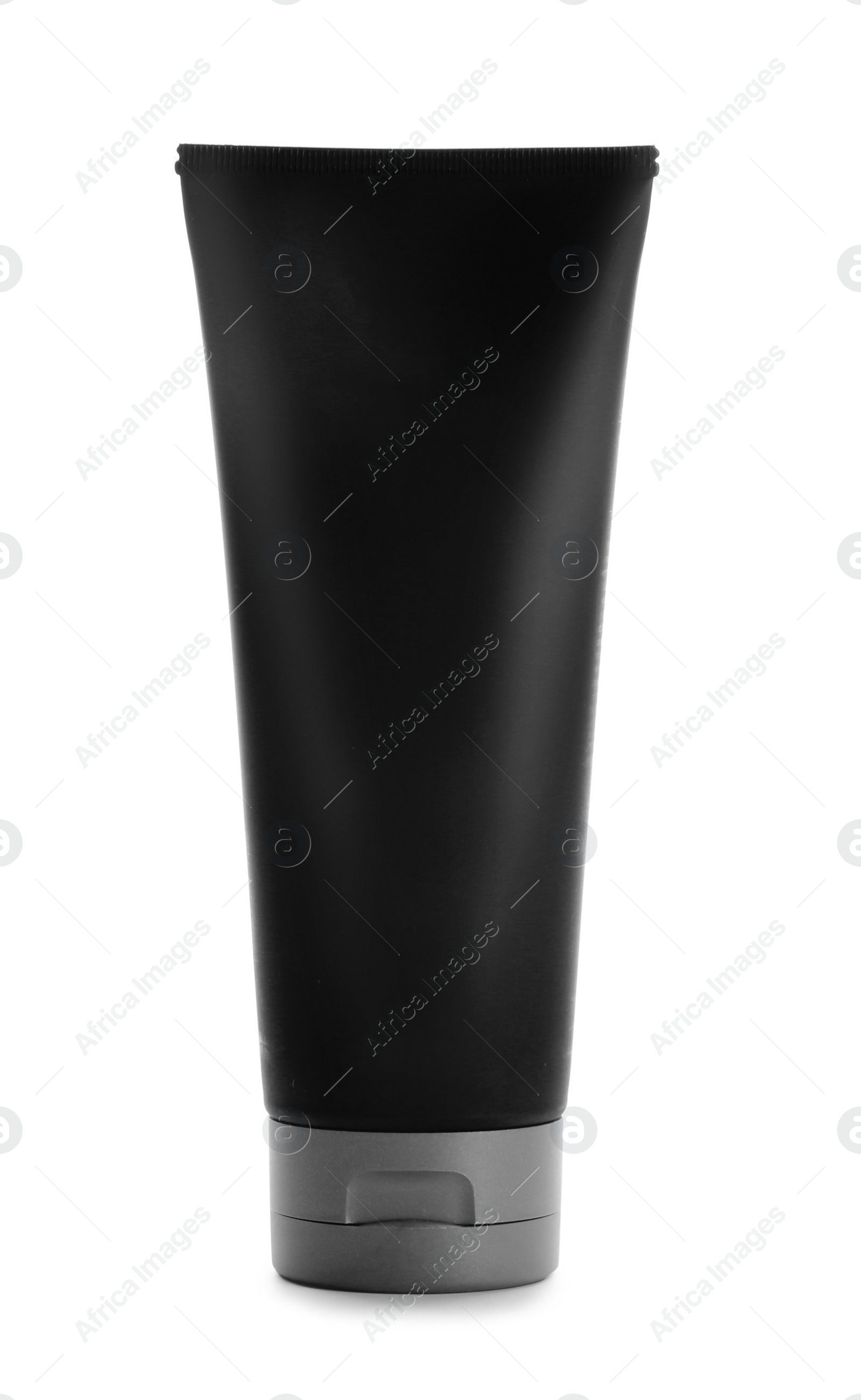 Photo of Black tube with space for design on white background. Men's cosmetic product