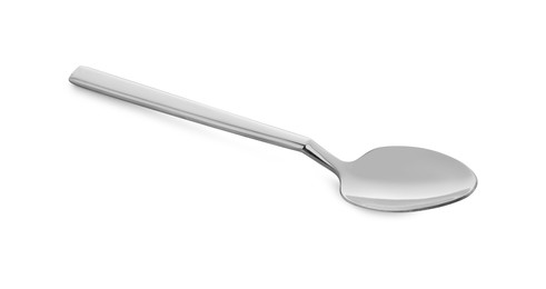 Photo of One clean shiny spoon isolated on white