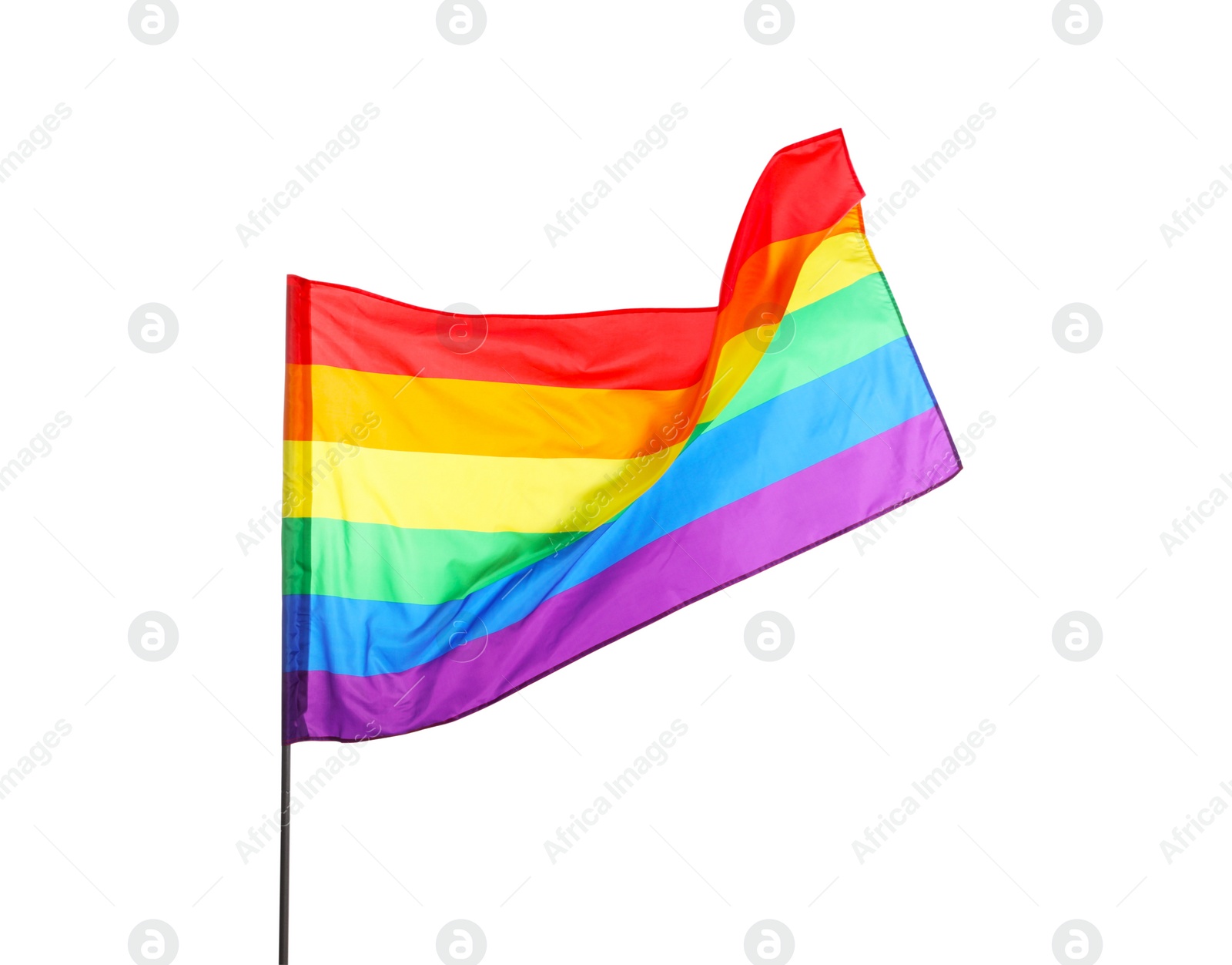 Photo of Bright rainbow LGBT flag isolated on white